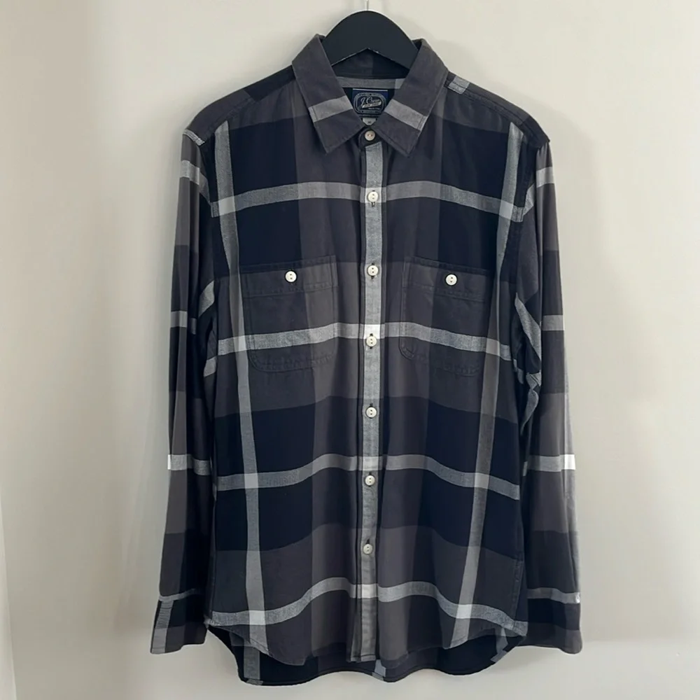 J.Crew Men’s Black Plaid Cotton Flannel Shirt—M